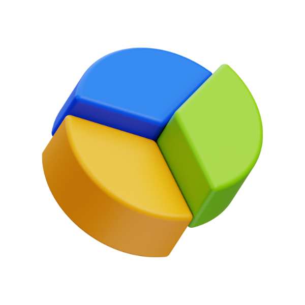 3D magnifying glass and charts for comparison